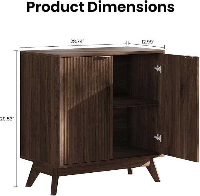 Buffet Cabinet with Storage, Fluted Multifunctional Storage Cabinet with 2 Doors - Image 2