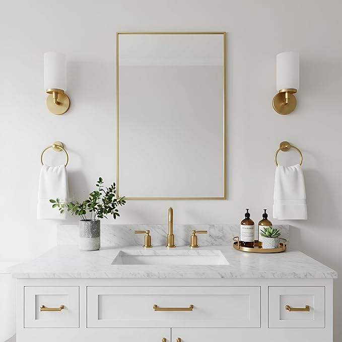 20x36 Inch Brass Bathroom Mirror - Image 2