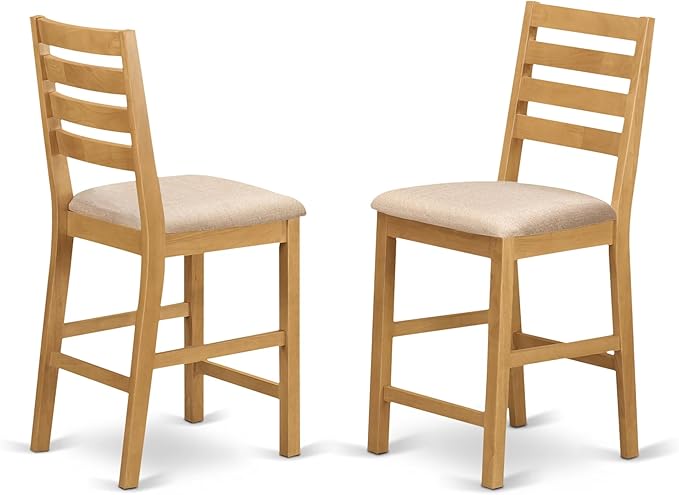 East West Furniture JACF5-OAK-C 5 Piece Counter Height Pub Set Includes a Round - Image 4