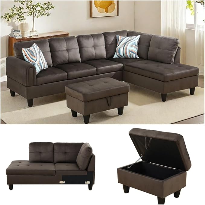 NAYSAYE Sectional Couch with Ottoman Storage, L Shaped Couch Sofa Furniture Sets - Image 6