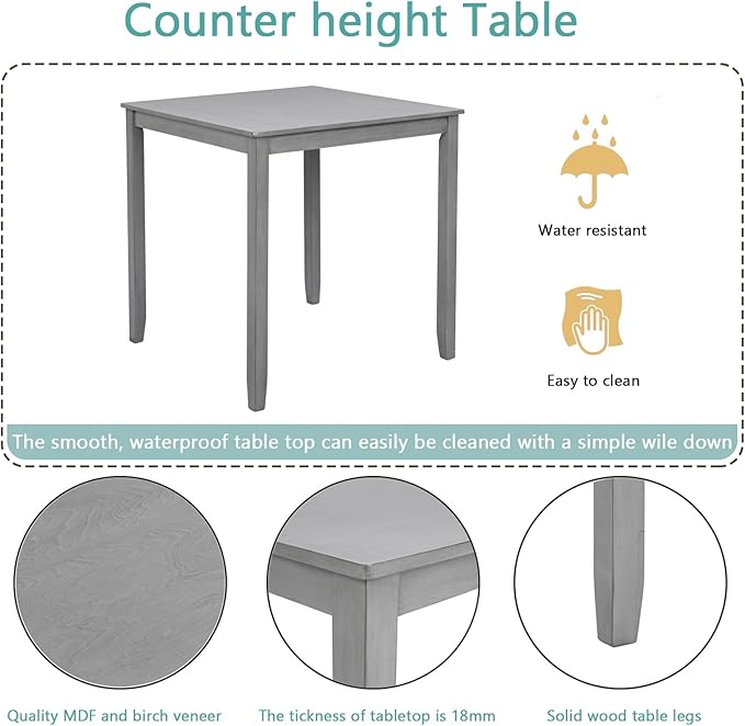 KEIKI 5-Piece Counter Height Dining Table Set - Image 4