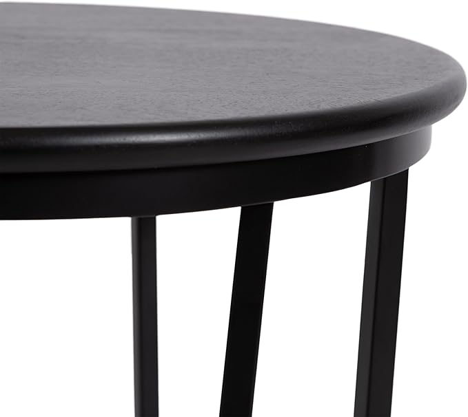 Kate and Laurel Solvay Round Metal and Wood Side Table; 16 x 16 x 24; Black; - Image 6