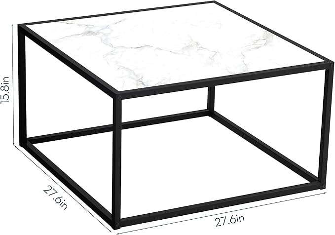 SAYGOER White Coffee Table, Small Square Coffee Table, Modern Center Table - Image 3