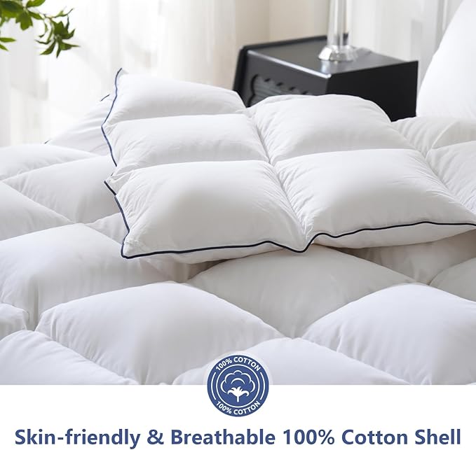 DOWNCOOL Feather Comforter Twin, All Season Luxurious Hotel Bed Comforter Twin - Image 4