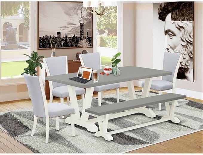 East West Furniture V097VE005-6 6 Piece Kitchen Table Set Contains a Rectangle - Image 2