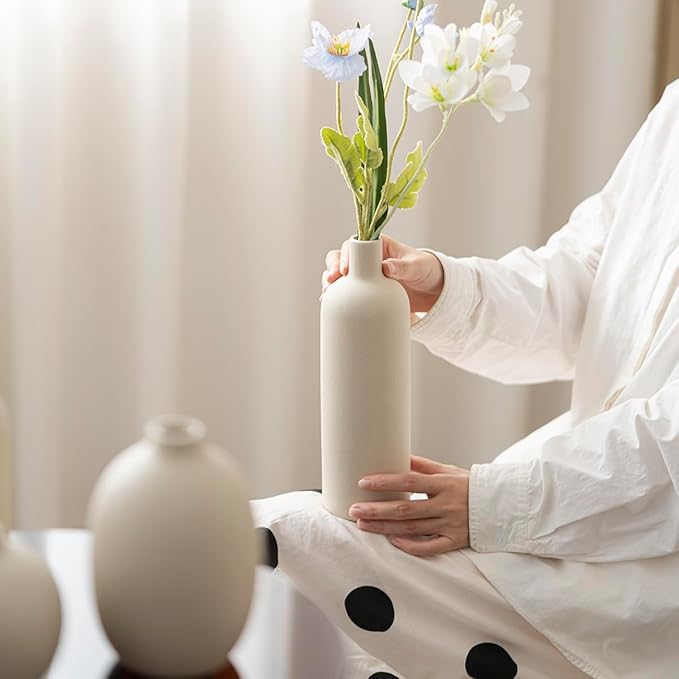 Modern Ceramic Vase Set, Neutral Colors, Decorative Vases - Image 5
