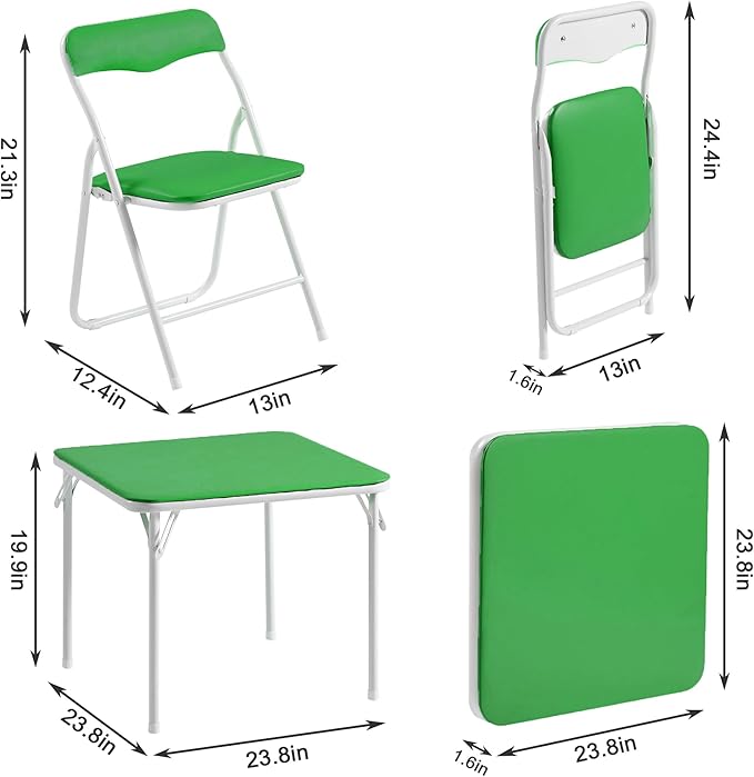 VECELO Kids Folding Activity Table and Chairs 5 Pcs Set, - Image 6