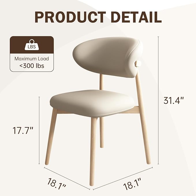 Upholstered Dining Chairs Set of 2, Mid Century Modern Kitchen Chairs - Image 2