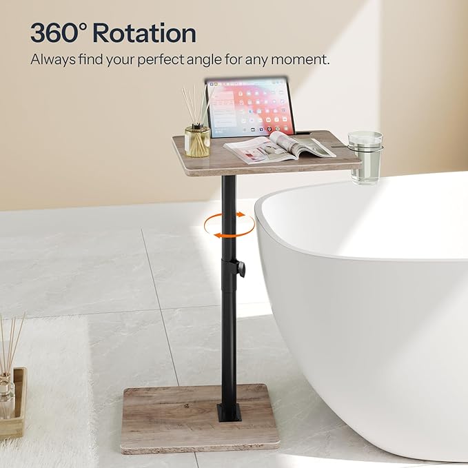 HOOBRO TV Tray Table, 360° Swivel Side Table Sofa Armrest Tray - Image 4