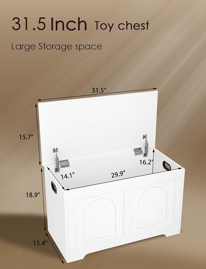 DINZI LVJ Storage Chest, 31.5”Wooden Toy Box - Image 3