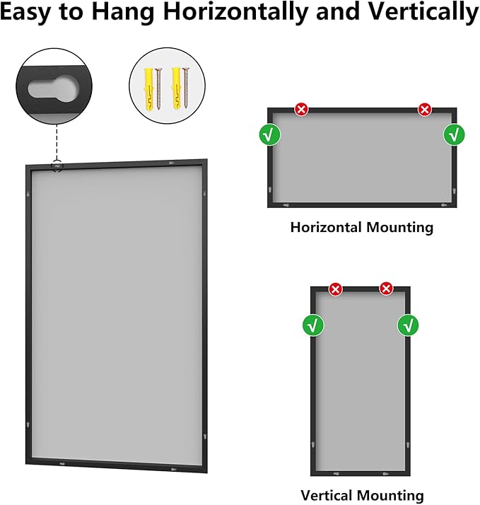 Bathroom Mirror 36x60 Black Bathroom Wall-Mounted Mirrors, Modern Vanity Mirror - Image 8