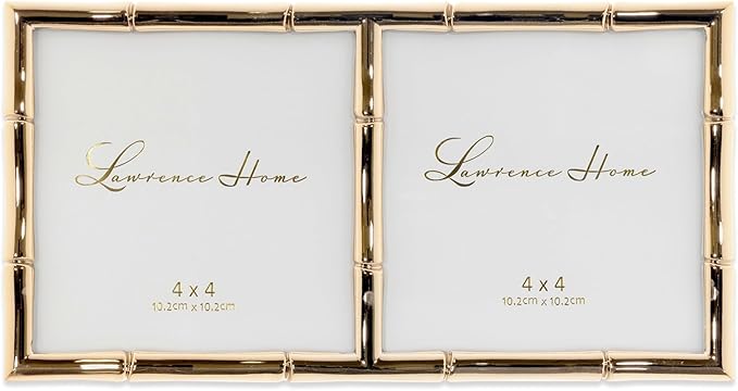 Lawrence Frames 4x4 Double Gold Metal Picture Frame by LawrenceFrames