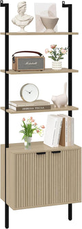 Yusong 73" Tall Bookshelf with Cabinet, Industrial Ladder Wall Mount Shelf by Yusong