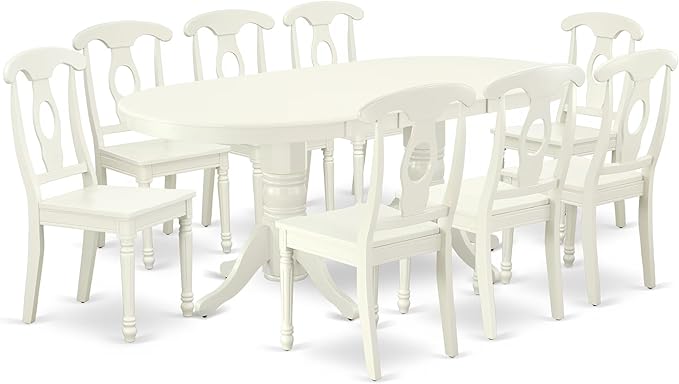 East West Furniture VAKE9-LWH-W 9 Piece Dining Set Includes an Oval Dining Table by EastWestFurniture