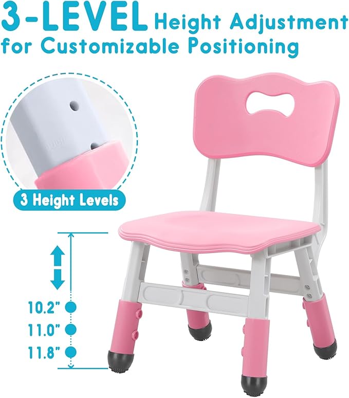 Kids Height Adjustable Toddler Chair Max Load 220LBS Plastic Indoor Outdoor - Image 6