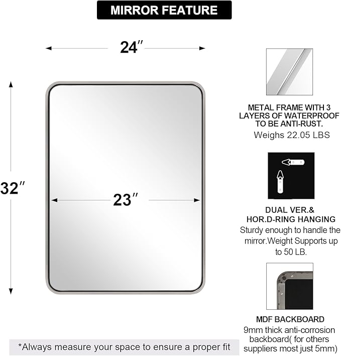 ANDY STAR 24x32 INCH Chrome Mirrors - Image 2