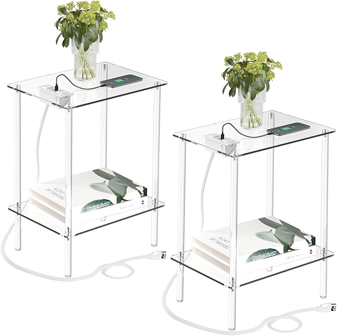 Eglaf Acrylic Side Table Set of 2 by Eglaf
