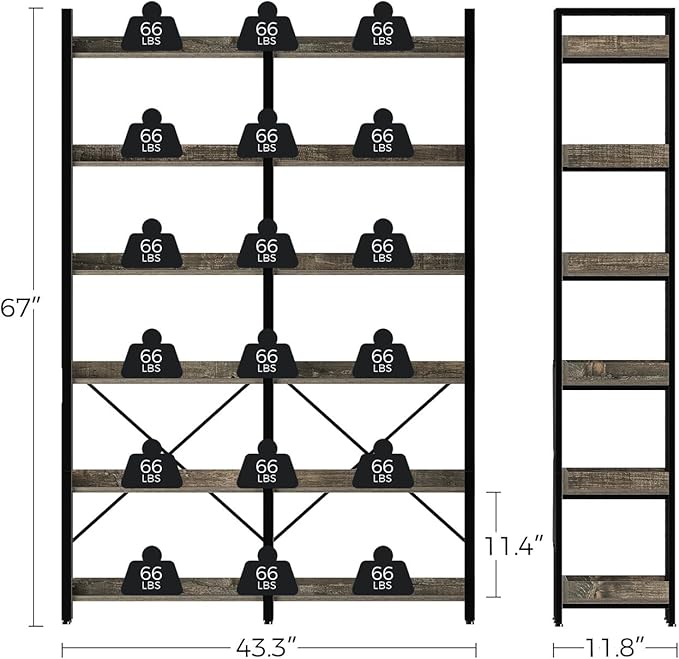 Seventable Bookshelf 6 Tier - Image 3