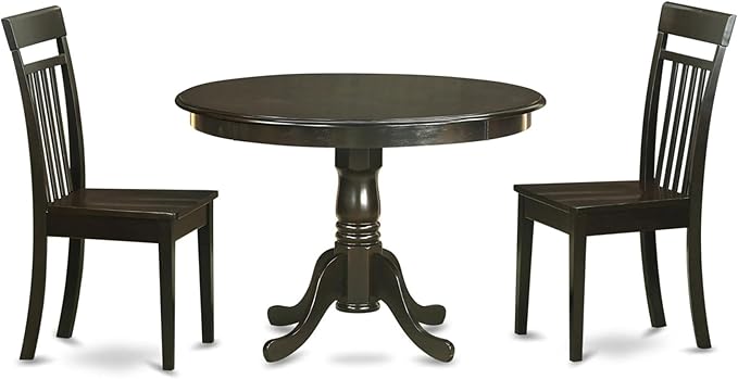 East West Furniture HLCA3-CAP-W 3 Piece Dining Set Contains a Round Dining Room by EastWestFurniture
