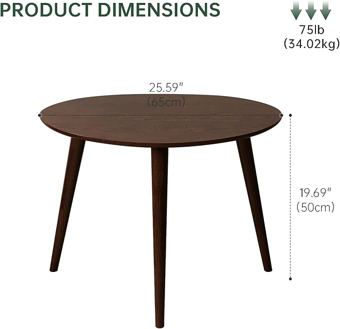 Small Oval Coffee Table, 25.6'' Small Mid Century Modern End Table - Image 2