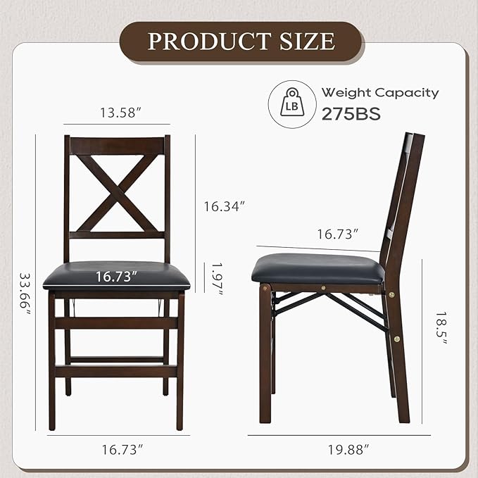 COLAMY Folding Dining Chairs Set of 2, Foldable Chairs - Image 3