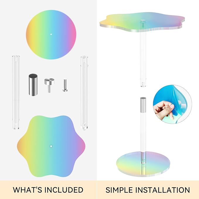 Clear Side Table Rainbow Small Acrylic End Tables 13.8 * 11.6 H: 21.3 Inch - Image 7