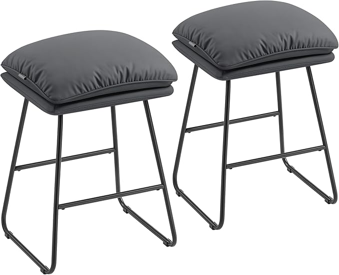 VASAGLE Bar Stools Set of 2, Counter Height Bar Stools, Leather Counter Stools - Image 8
