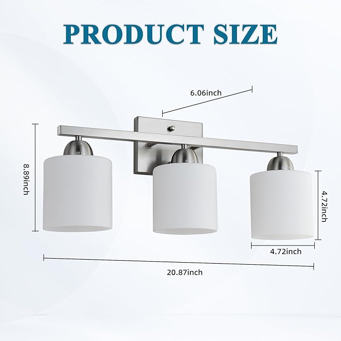 Stainless Steel Milk Glass Vanity Lights - Image 5