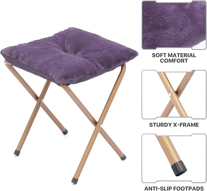 MoNiBloom Round Folding Faux Fur Saucer Chair - Image 9