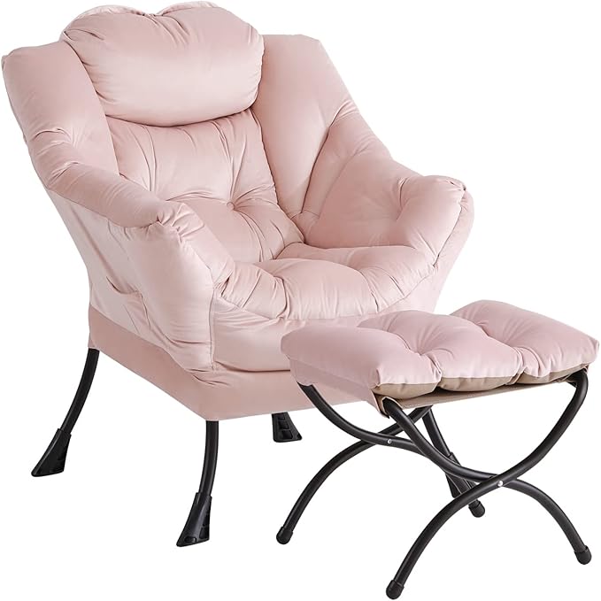 LITA Lazy Chair With Ottoman, Modern Accent Leisure Upholstered Sofa, by LITA