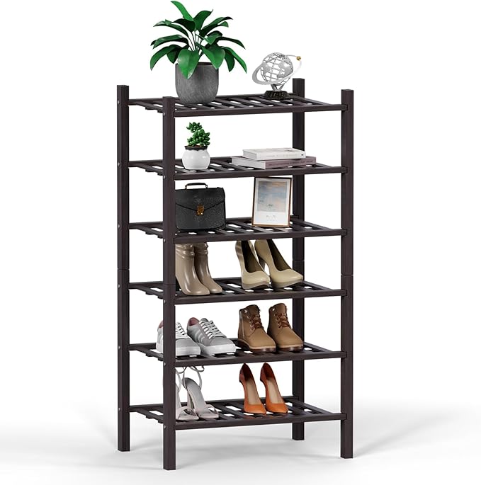 Haddockway small 6 Tier Bamboo Shoe Rack Storage Organizer, Small Space by Haddockway