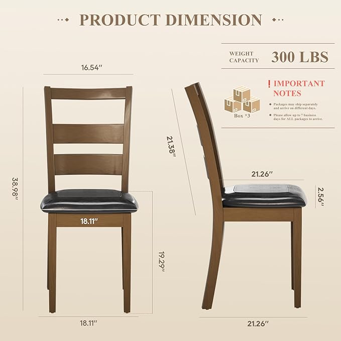 COLAMY Farmhouse Dining Chairs Set of 6, Upholstered Kitchen Chairs - Image 4