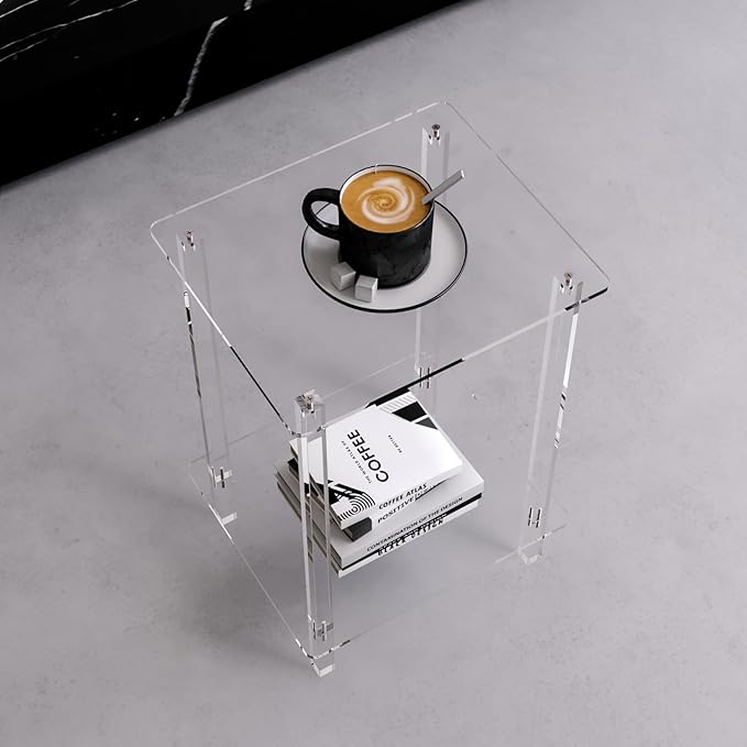 Eglaf Acrylic Side Table Set of 2-13.4'' L x 11.5'' W x 19.6'' H Small End - Image 6