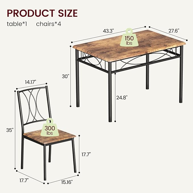 GAOMON Dining Table Set for 4, Rectangle Kitchen Table - Image 6