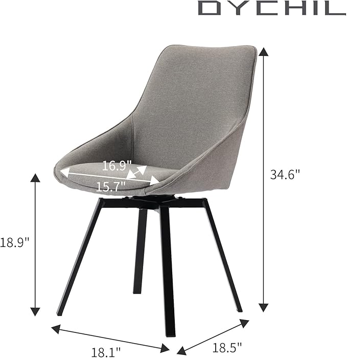 Dining Chairs Set of 2 Light Grey Living Room Chairs Fabric Upholstered Kitchen - Image 3