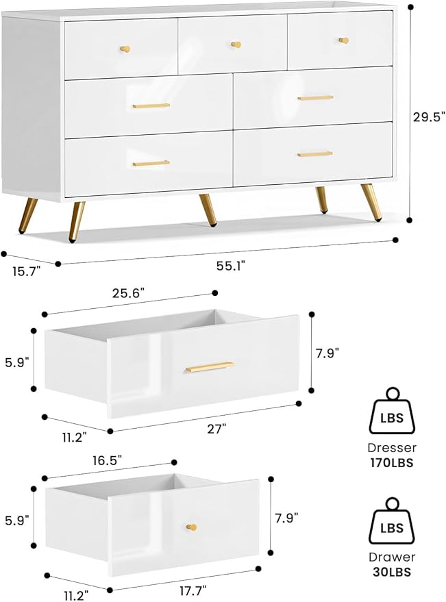 7 Drawer Dresser for Bedroom - Image 2