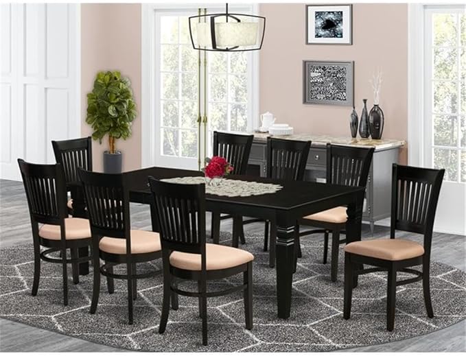 East West Furniture LGVA9-BLK-C 9 Piece Kitchen Table Set Includes a Rectangle - Image 2