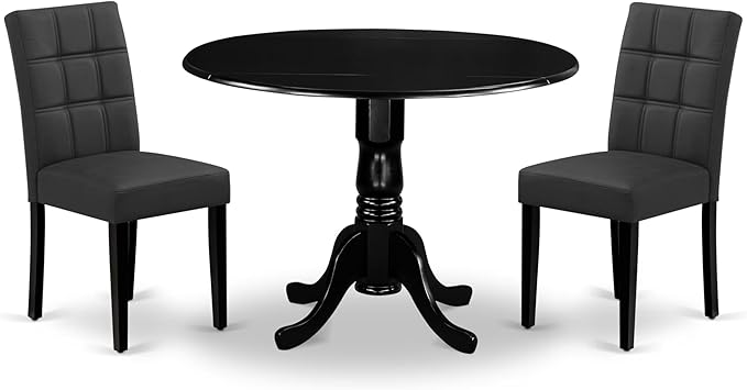 East West Furniture DLAS3-BLK-12 3 Piece Dining Table Set contain A Wood Table by EastWestFurniture