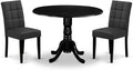 East West Furniture DLAS3-BLK-12 3 Piece Dining Table Set contain A Wood Table by EastWestFurniture