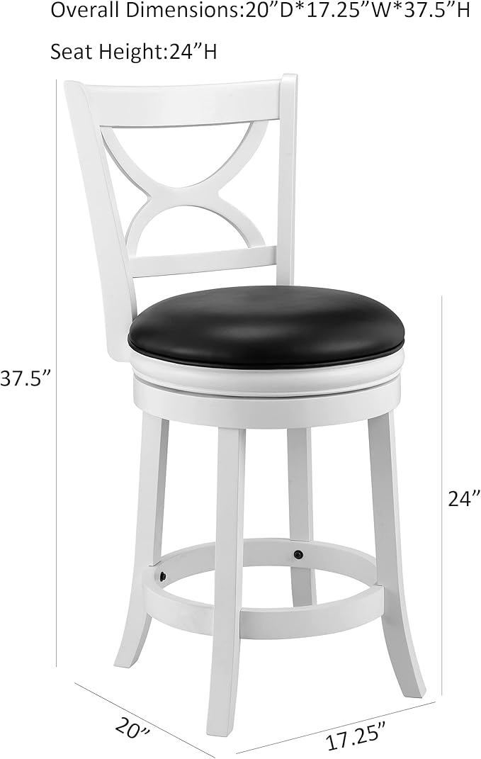 Ball & Cast Swivel Counter Height Barstool 24 Inch Seat Height White Set of 1 - Image 3