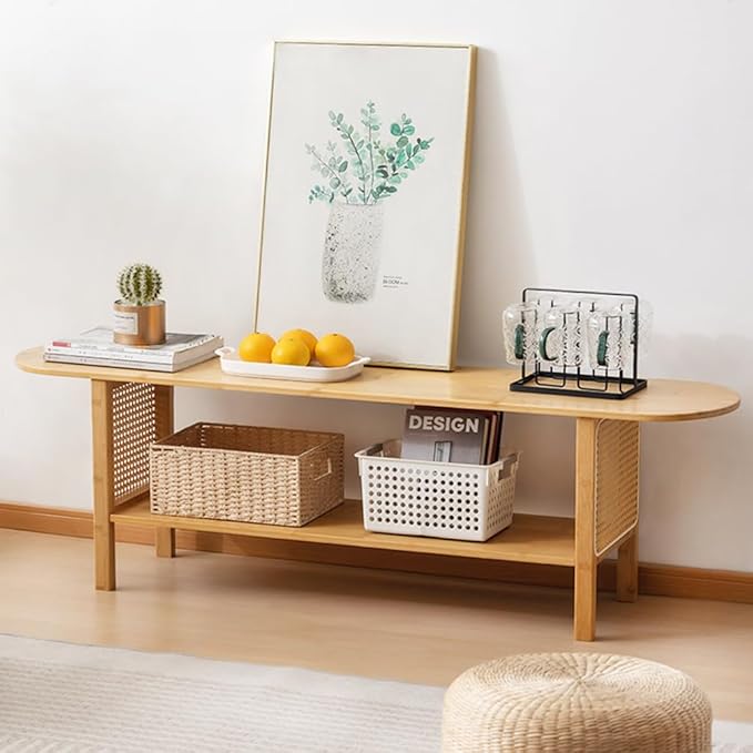 Tiita TV Stand with Storage for TVs up to 65'', Bamboo TV Console Entertainment - Image 5