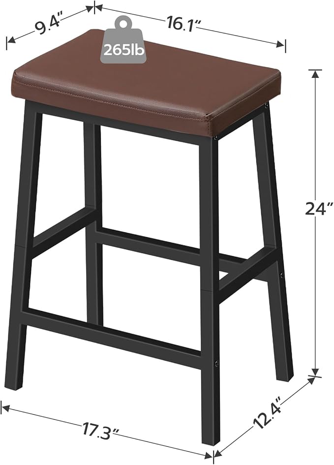 HOOBRO Bar Stools, PU Leather Upholstered Breakfast Stools, Easy Assembly - Image 3