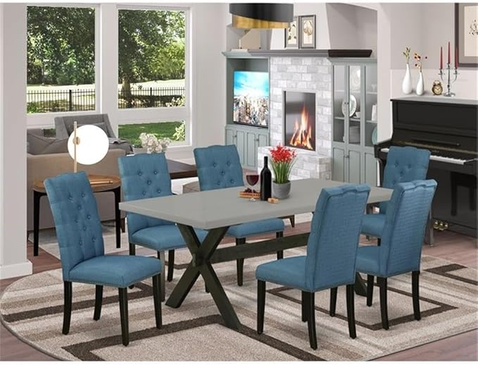 East West Furniture X697EL121-7 7 Piece Dining Table Set Consist of a Rectangle - Image 2