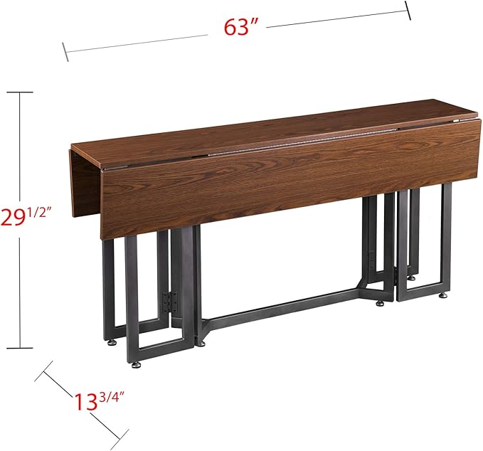 SEI Furniture Driness Drop Leaf Convertible Console to Dining Table, Dark - Image 13