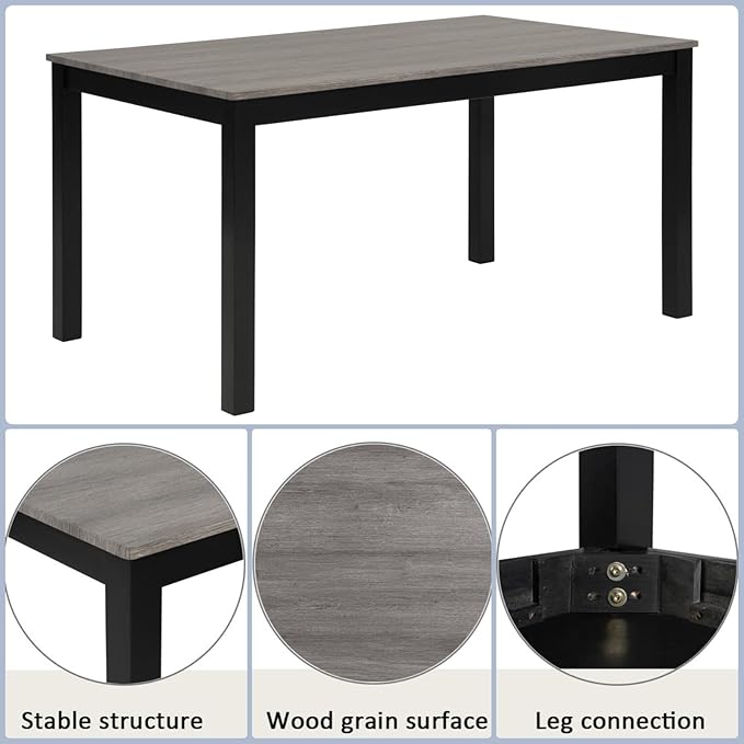 Dining Table Set for 5, 6-Piece Kitchen Table & Chairs Set - Image 5