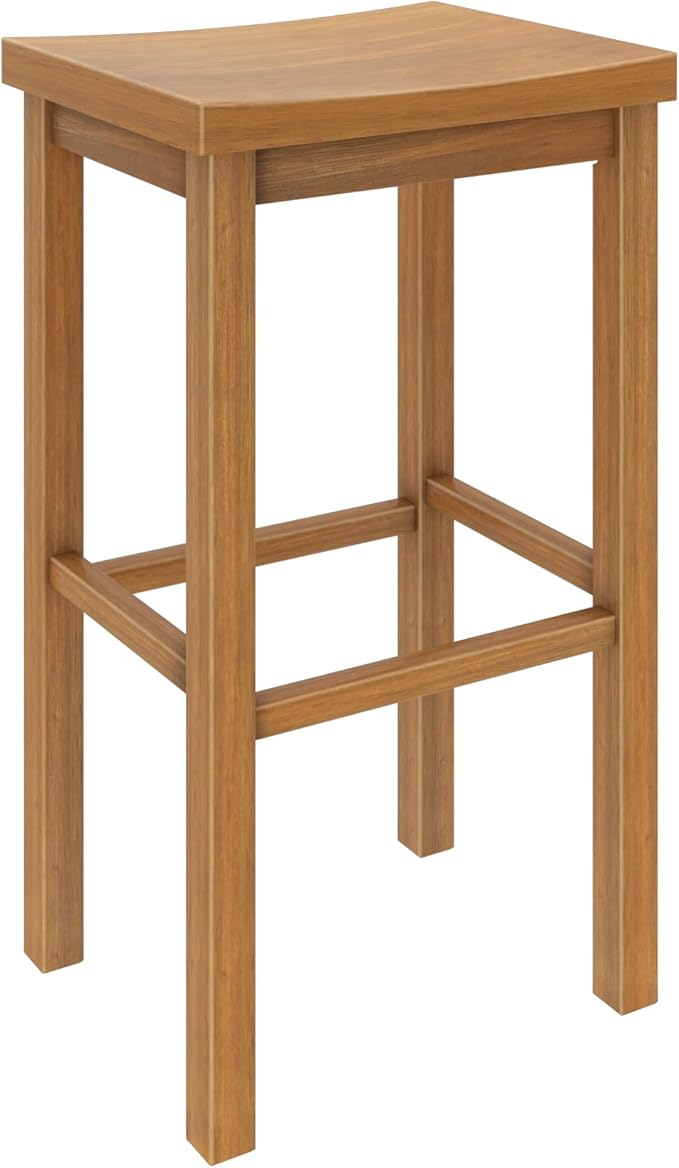 Grain & Grove Smith Collection Solid Wood Bar Stool, 30 inch Saddle-Seat Bar - Image 7