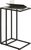 YMYNY C-Shaped End Table, Tempered Glass Sofa Side Table, nightstand by High-qualityhomefurnishing