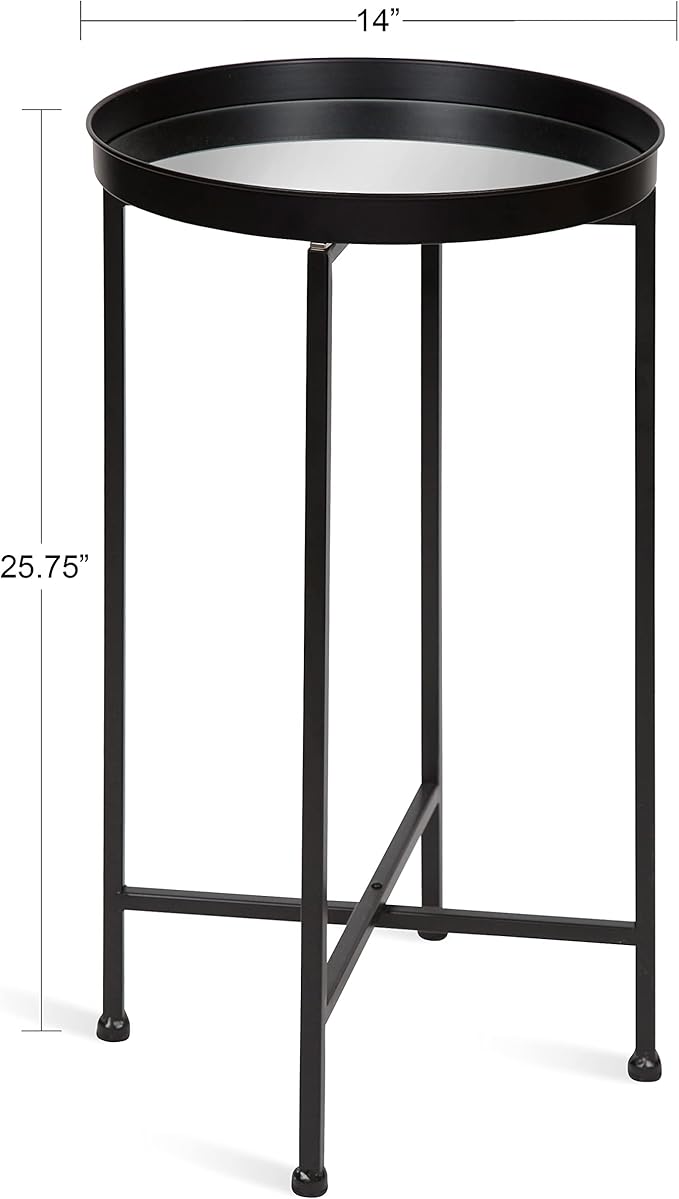 Kate and Laurel Celia Round Metal Foldable Accent Table - Image 3