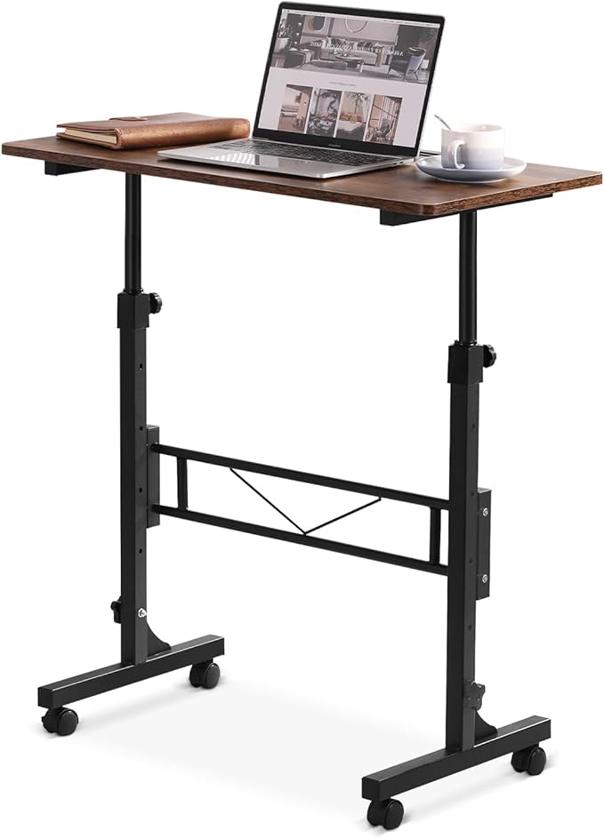 Small Standing Desk Adjustable Height, Mobile Stand Up Desk by Amztabler