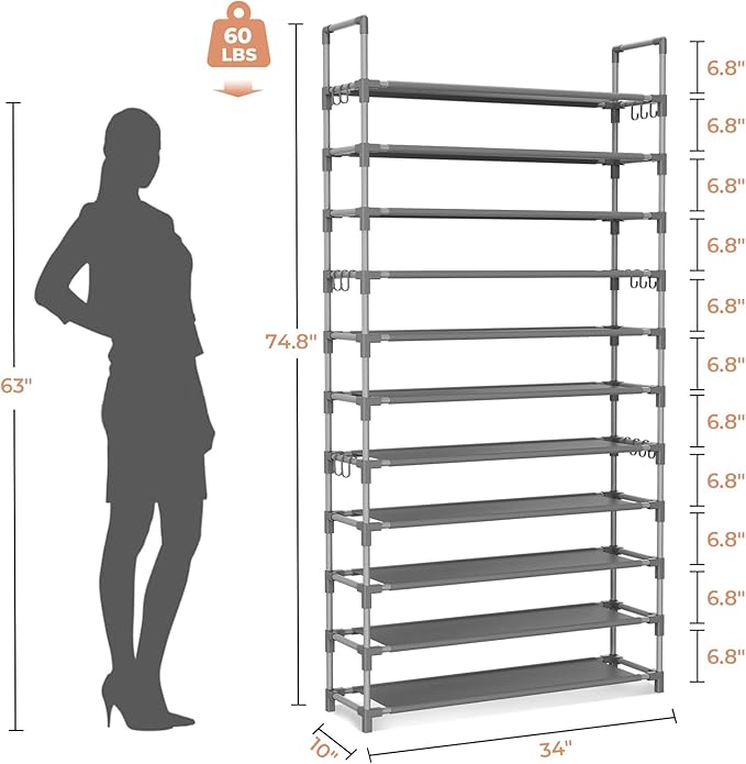 11 Tiers Tall Shoe Rack Holds 55 Pairs of Shoes - Image 3